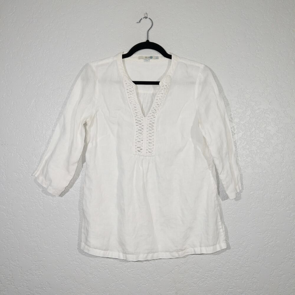 Boden White Blouse with Crochet Detail